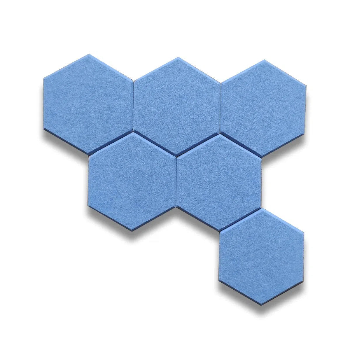 HEXA Acoustic 3D Felt PET Wall Panels set on white background BLUE DecorMania.eu